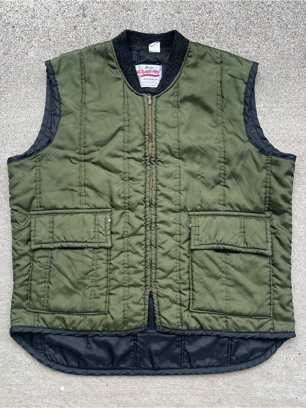 Vintage Walls Blizzard Pruf Jacket Vest Mens Large Puffer Green Full Zip USA